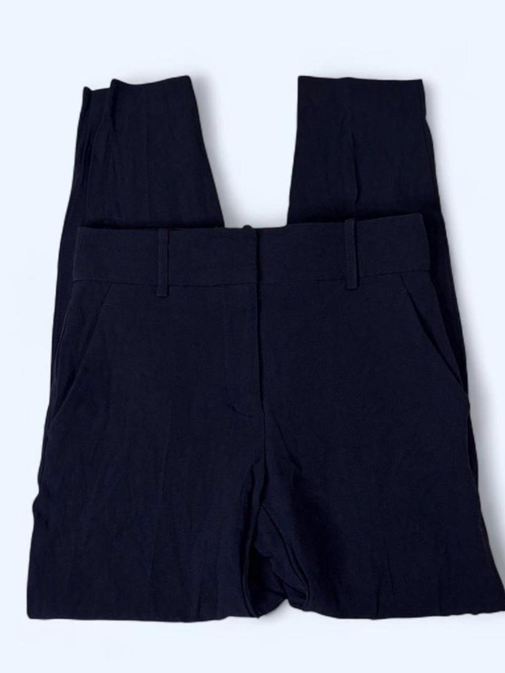 Sézane Navy Blue Tailored Pants FR 34 US 2 High Rise Slim Fit Trousers